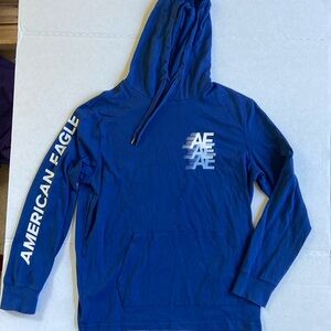 Men's American Eagle Blue hoodie long sleeve tee sz Medium
